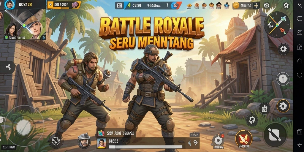 Screenshot gameplay menegangkan dari BOS138 dengan aksi Battle Royale yang seru.