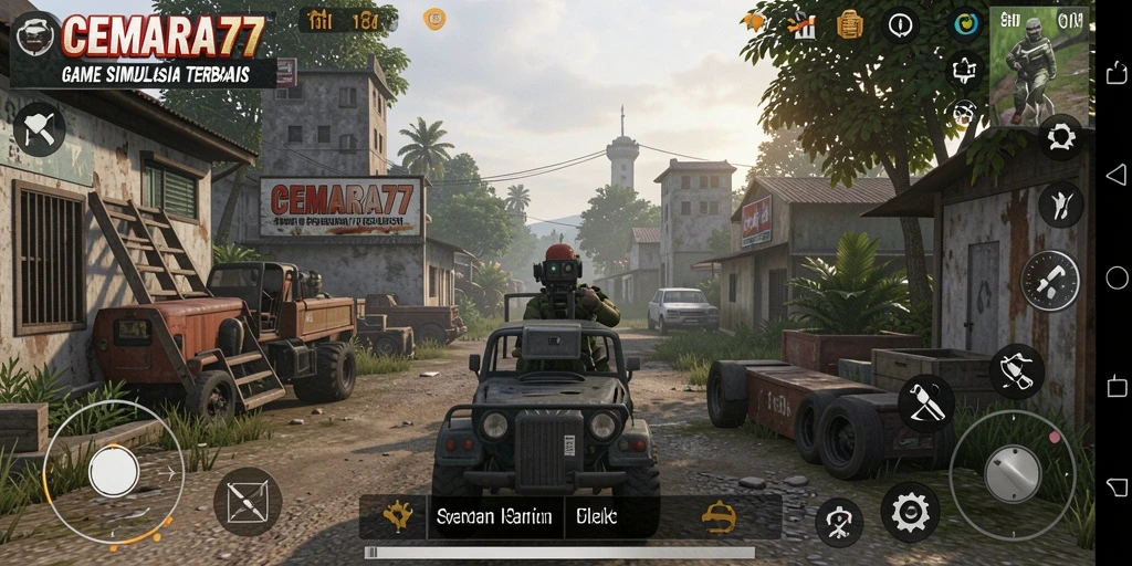 Screenshot CEMARA77 menampilkan gameplay simulasi yang mendalam dan realistis.