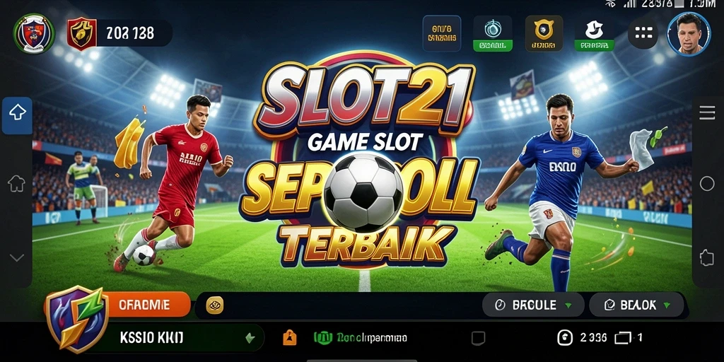 Tampilan menarik dari gameplay SLOT21 dengan tema sepak bola yang seru.